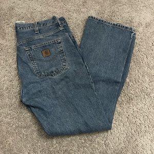 Carhartt Mens Blue Denim Loose Fit Jeans 35x32 Original Fit Y2K Brown Tag Logo